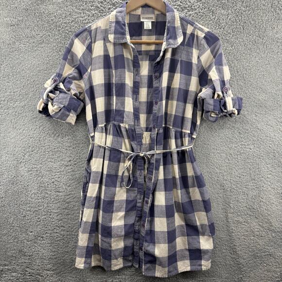 Motherhood Dresses & Skirts - Motherhood Maternity Women's Small Blue Plaid‎ Button Down Dress with Tie Waist